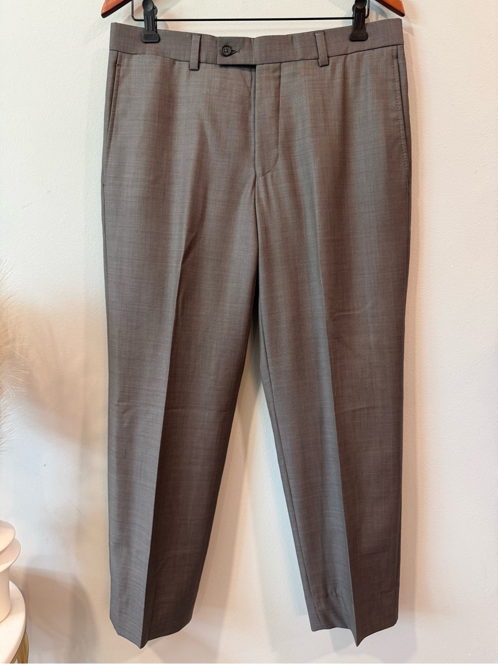 Ted Baker London Gray Wool Dress Pants - Classic Flat Front 34 R